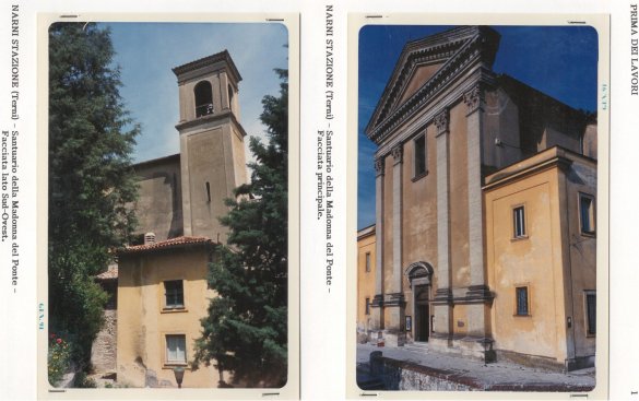 Narni Stazione (Terni) - Santuario della Madonna del Ponte - prima, durante e dopo i lavori di restauro (tetto, facciata, interno, umidit di risalita, ecc.).